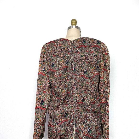 VINTAGE 60s/70s Patty O'Neil Floral Embroidered Long Sleeve Drop Waist Dress S/M - Picture 6 of 11